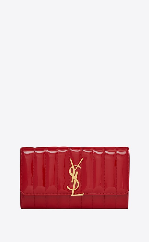 Vicky large flap wallet in matelassé patent leather